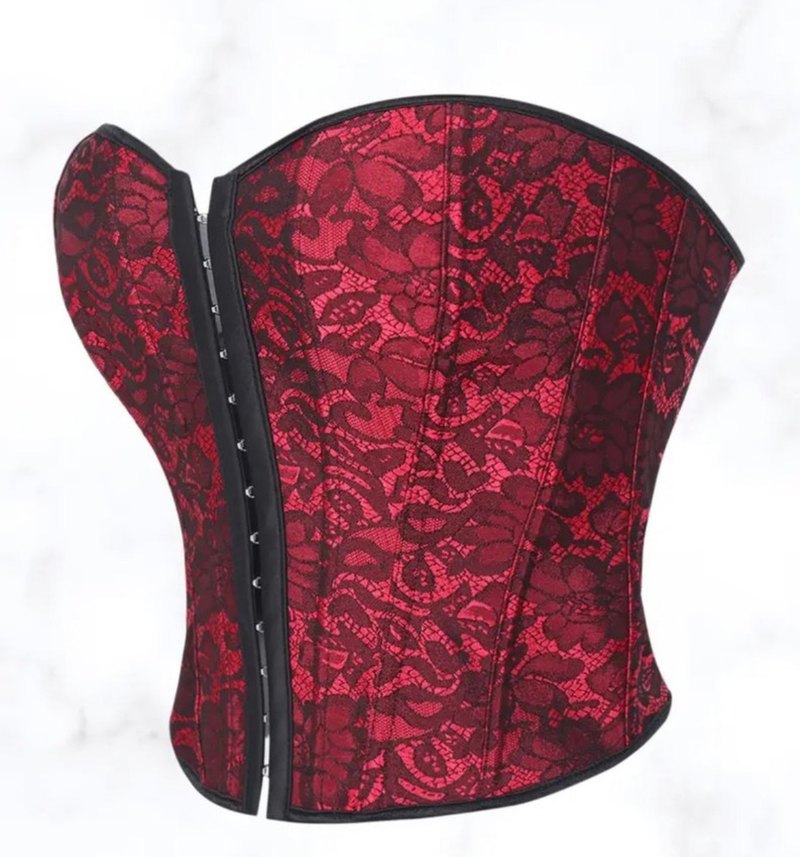 Burgundy Dantel İşlemeli Straplez Büstiyer - Görsel 2