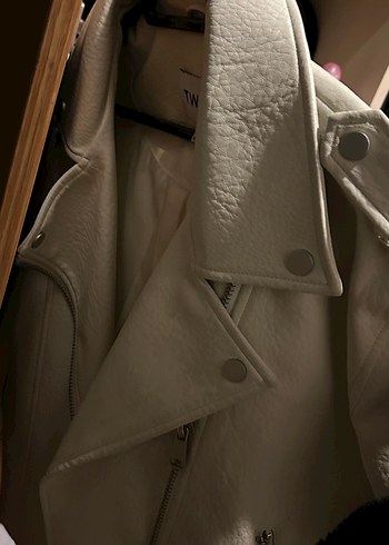 Ekru deri bağcıklı Kadın Ceket - Twist - Görsel 6