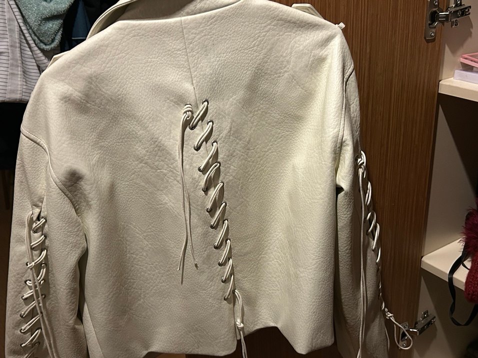 Ekru deri bağcıklı Kadın Ceket - Twist - Görsel 2