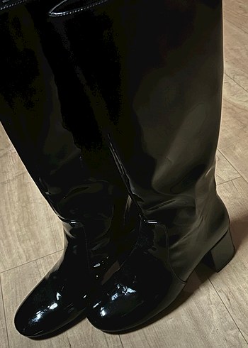 İpekyol rugan Siyah Dizüstü Topuklu Çizme - Görsel 3