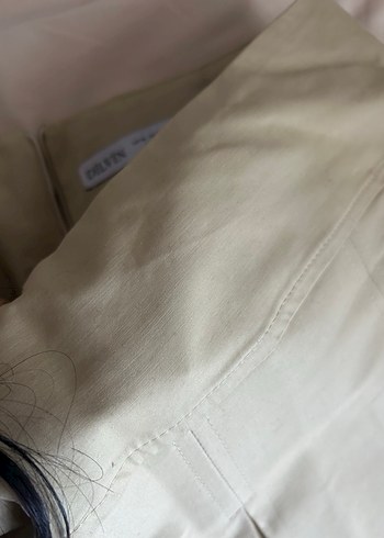 Bej Pilili orta bel içi şortlu mini Etek - Görsel 4