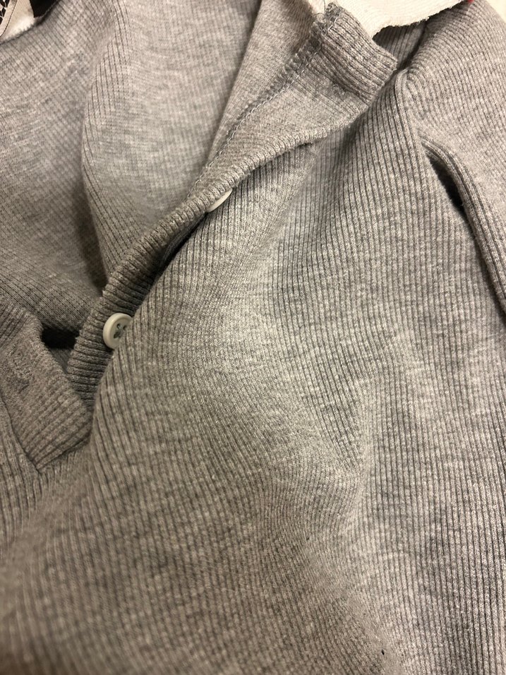 Gri Düğmeli Polo Yaka crop Kadın bluz - Görsel 2