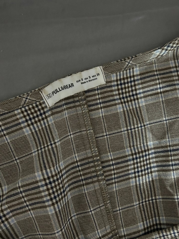 Bej Ekoseli pull and bear mini elbise - Görsel 4