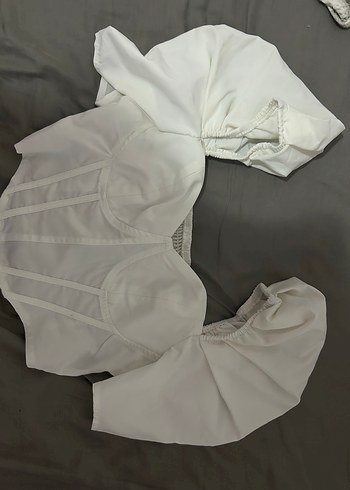 Beyaz Fırfırlı Strappy Kadın Büstiyer prenses kol shein - Görsel 3