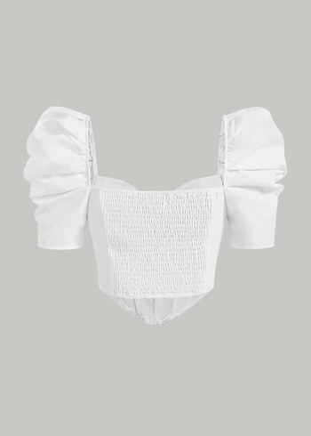 Beyaz Fırfırlı Strappy Kadın Büstiyer prenses kol shein - Görsel 2