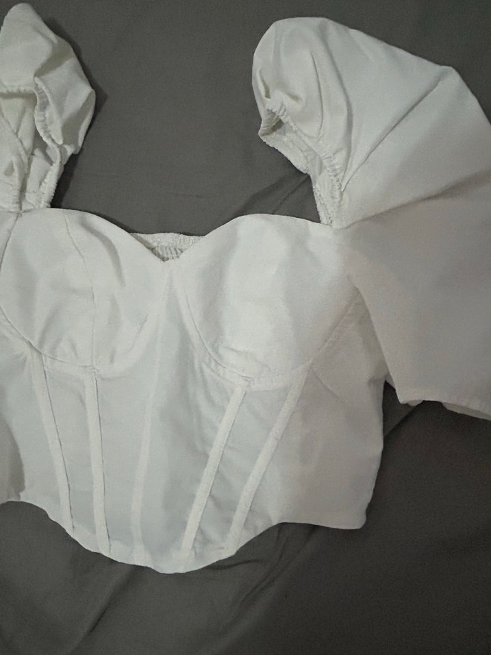 Beyaz Fırfırlı Strappy Kadın Büstiyer prenses kol shein - Görsel 4