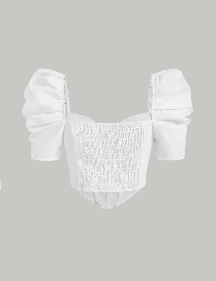 Beyaz Fırfırlı Strappy Kadın Büstiyer prenses kol shein - Görsel 2