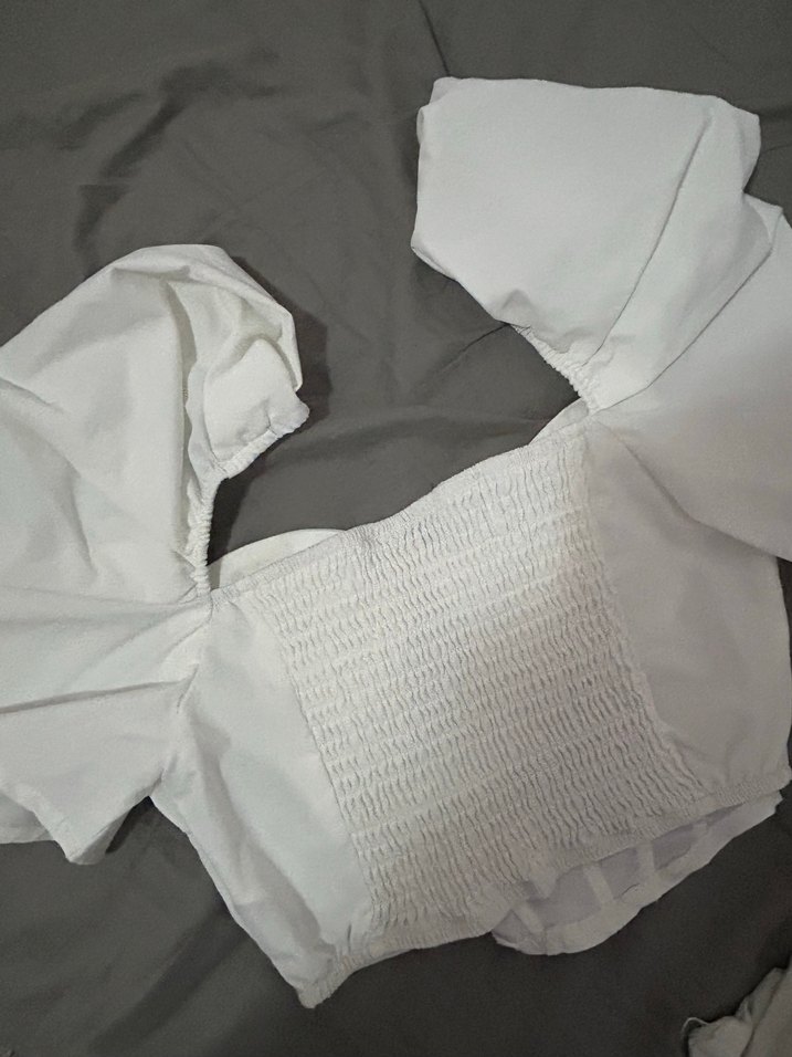 Beyaz Fırfırlı Strappy Kadın Büstiyer prenses kol shein - Görsel 5