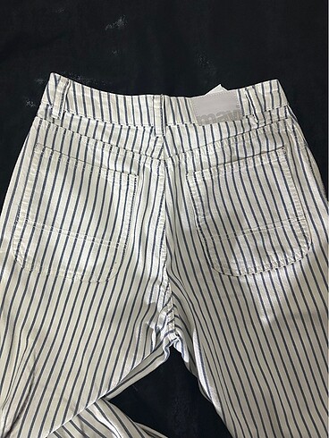 Mavi çizgili bol paça pantolon - Görsel 5