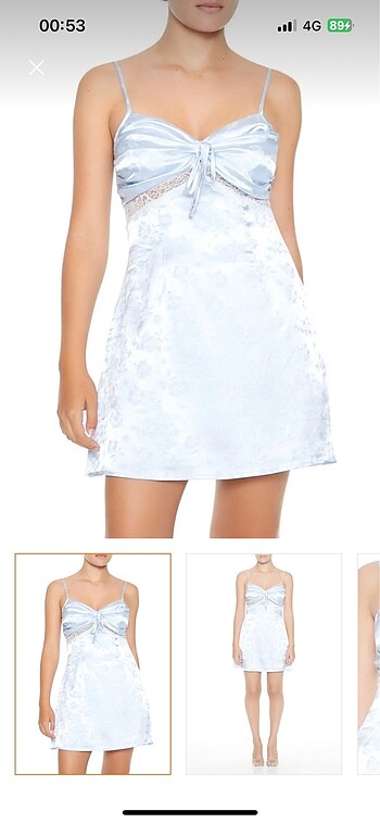 Forever 21 Mavi saten mini elbise