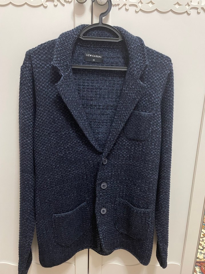 Lacivert Örgü Erkek Hırka - Görsel 2