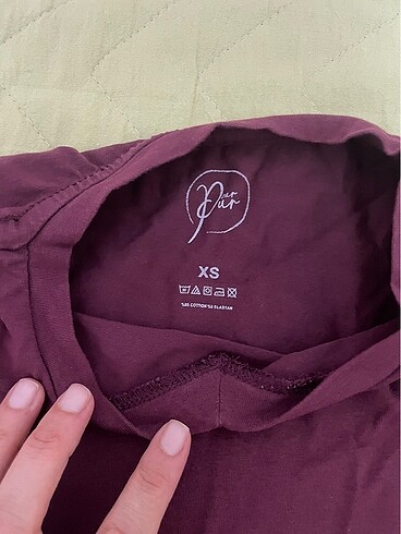 s Beden Mürdüm rengi v yaka t-shirt