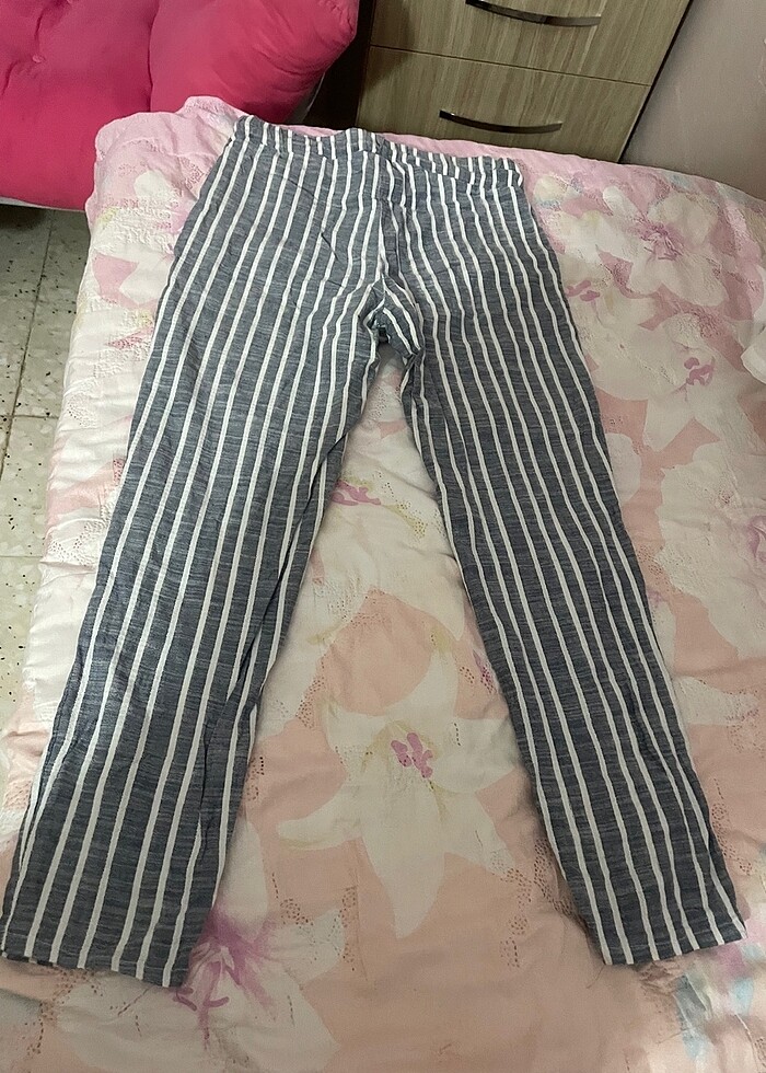 Olgun Orkun ince keten çizgili pantolon - Görsel 2