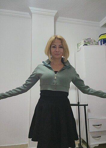 s Beden yeşil Renk Crop ceket