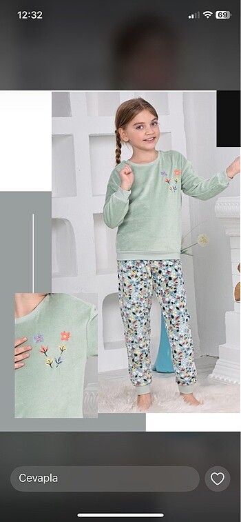Kız çocuk pijama takımı kadife
