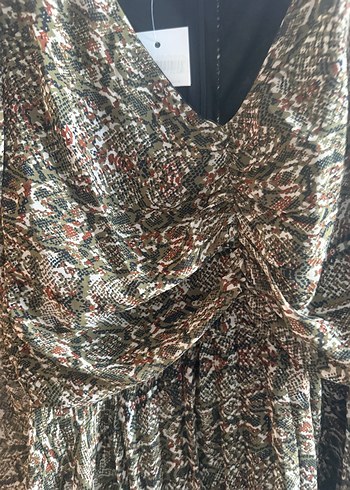 Yılan Desenli Uzun Kollu Bohem Kadın Abiye Elbise - Görsel 3