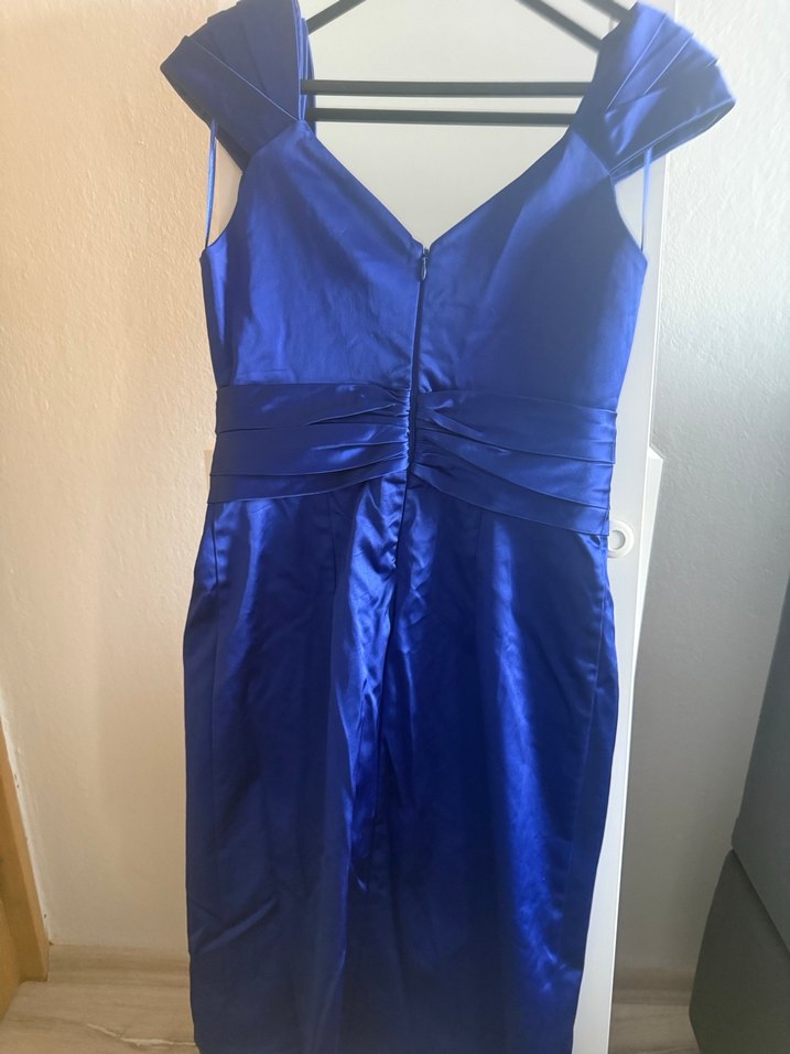 Kadın Lacivert V Yakalı Midi Abiye Elbise - Görsel 4