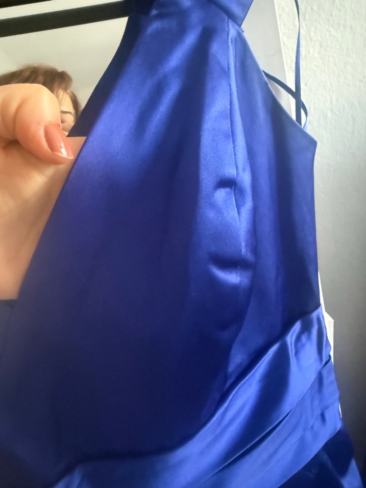 Kadın Lacivert V Yakalı Midi Abiye Elbise - Görsel 3