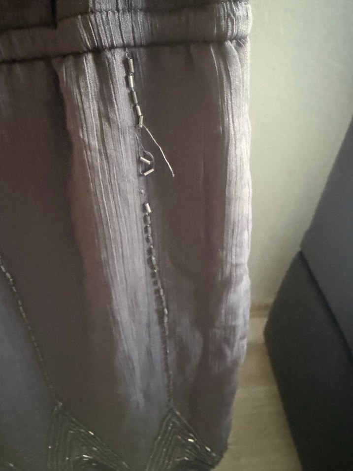 Gri Nakışlı Boncuklu Kadın elbise - Görsel 3