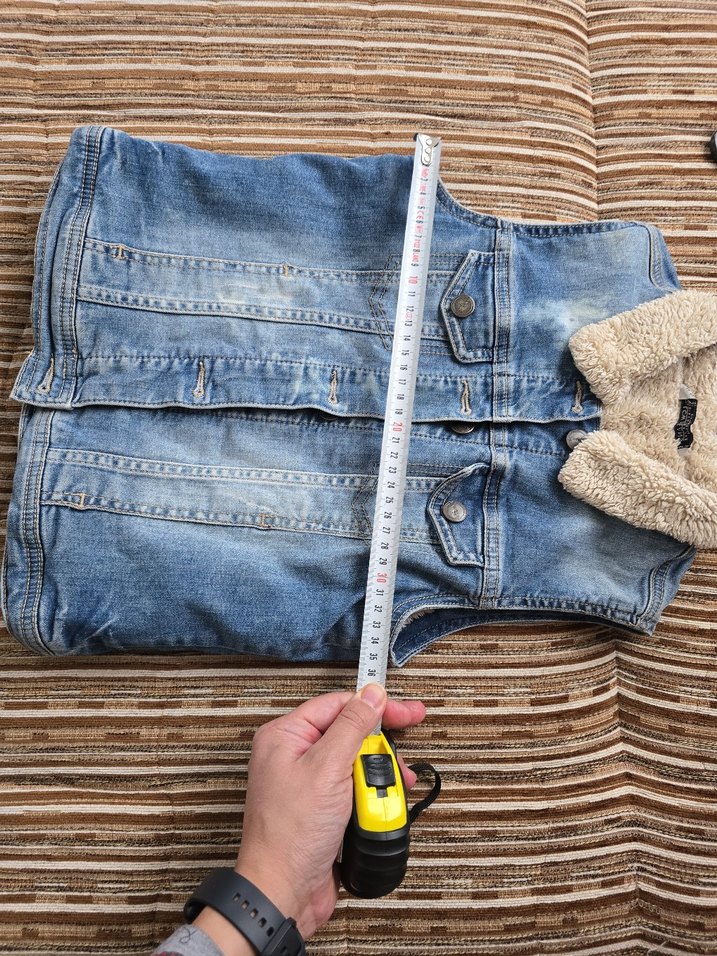 Kürklü Kolsuz Mavi Kot Ceket - Görsel 3