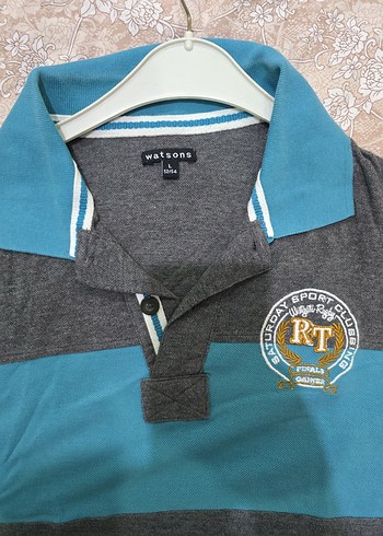 Gri Mavi Kısa Kollu Polo Tişört - Görsel 5