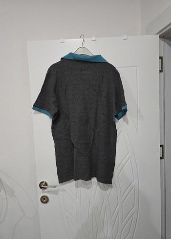 Gri Mavi Kısa Kollu Polo Tişört - Görsel 2