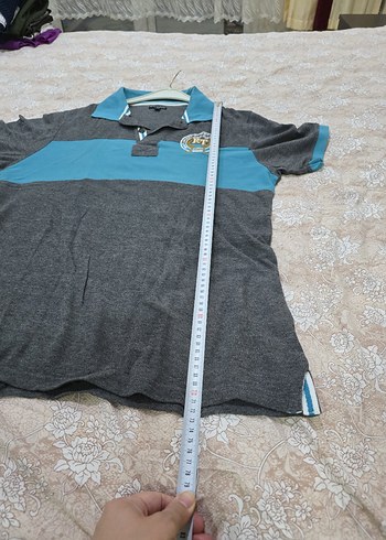 Gri Mavi Kısa Kollu Polo Tişört - Görsel 4