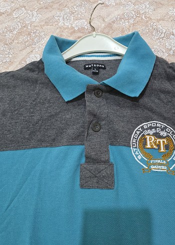 Gri Mavi Kısa Kollu Polo Tişört - Görsel 8