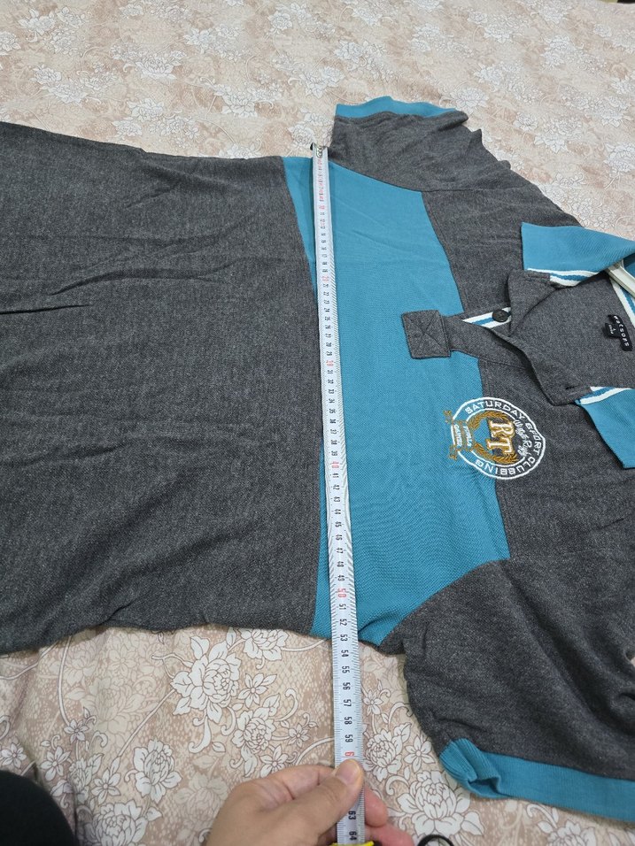 Gri Mavi Kısa Kollu Polo Tişört - Görsel 3