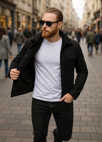 xl Beden siyah Renk ERKEK İÇİ KÜRKLÜ KOT CEKET