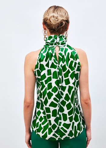 Yeşil Desenli Kolsuz Bluz - Görsel 5