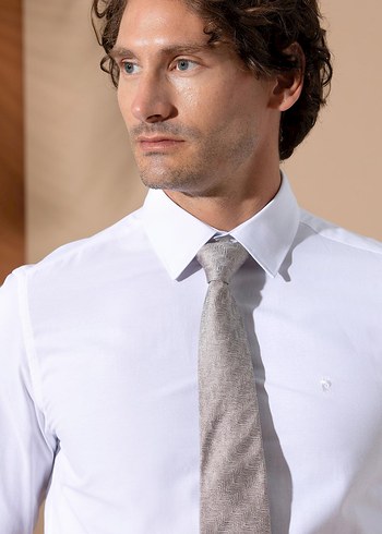 Beyaz Slim Fit Uzun Kollu Klasik Gömlek - Görsel 4