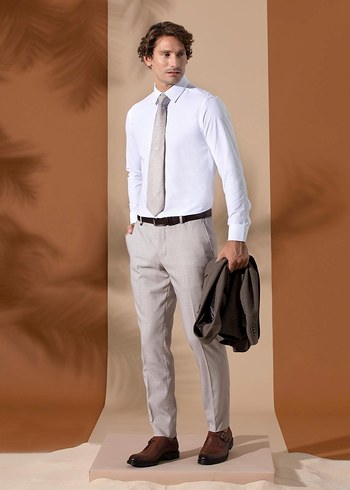 Beyaz Slim Fit Uzun Kollu Klasik Gömlek - Görsel 3