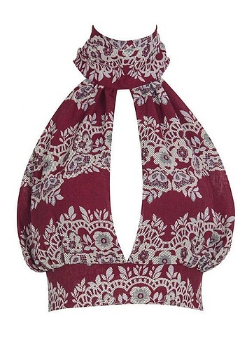 s Beden bordo Renk VİNTAGE CROP BÜSTİYER 