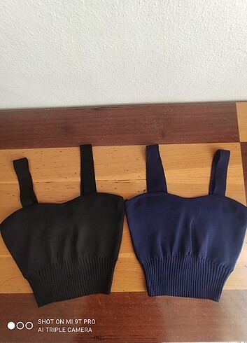s Beden lacivert Renk Triko Crop Bluz
