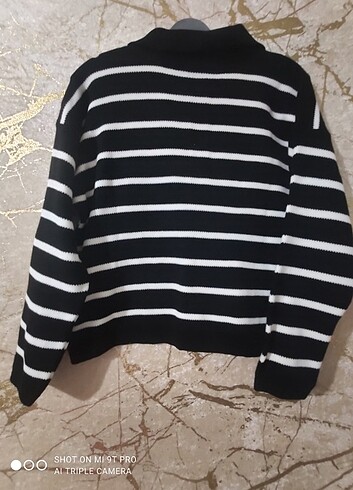 Polo yaka çizgili triko kazak  - Görsel 5