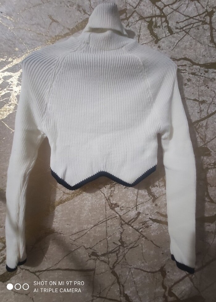 Crop boğazlı Zikzak desenli Triko Kazak  - Görsel 4