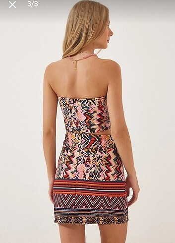 Straplez Büstiyer Mini Etek Takım - Görsel 3