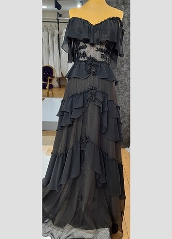 38 Beden siyah Renk Siyah abiye elbise 