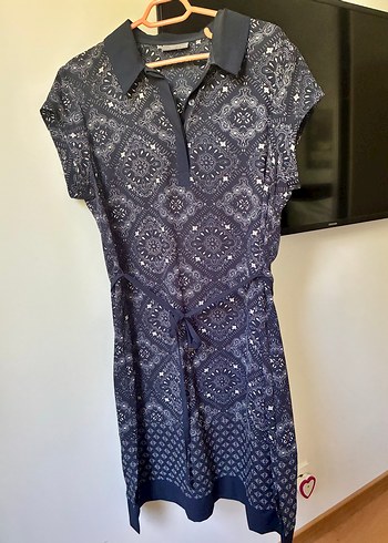 C&A Etnik desen lacivert polo yaka elbise