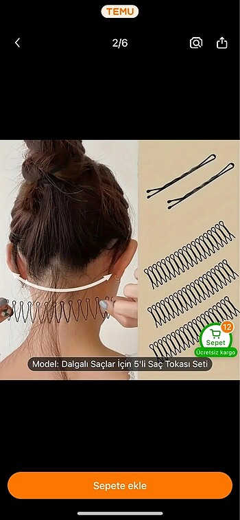 Saç dağılmasını önleyen 2 tel toka