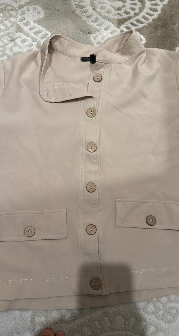 Bej Düğmeli Kadın Ceket gömlek - Görsel 2