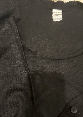 Siyah V Yakalı Düğmeli Kadın Hırka - Görsel 3