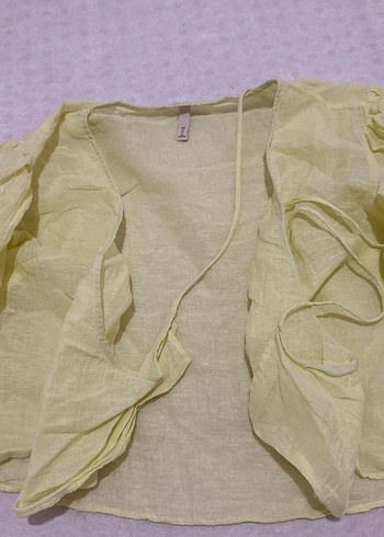 Sarı Keten V Yaka Bohem Bluz - Görsel 2