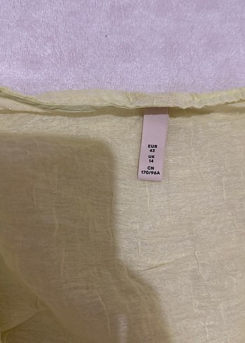 Sarı Keten V Yaka Bohem Bluz - Görsel 3