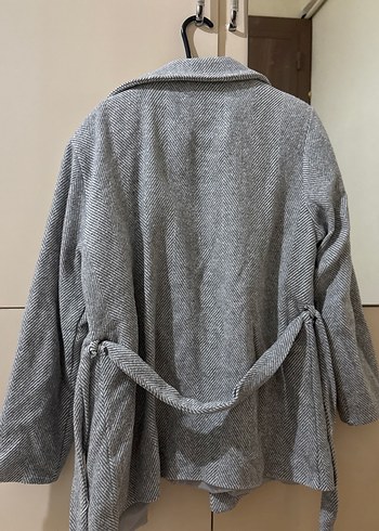 Gri Kadın Kaban Cepli - Görsel 3