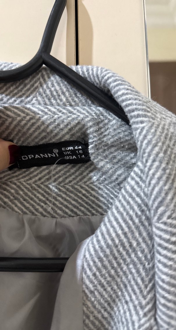 Gri Kadın Kaban Cepli - Görsel 2