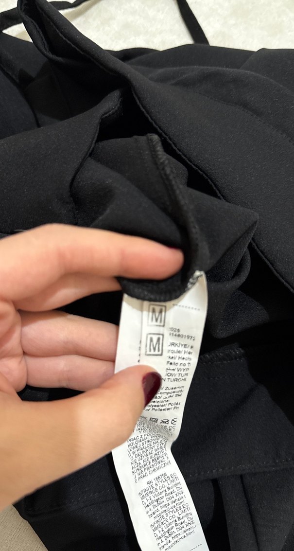 Siyah Bol Kesim Kemerli Kadın Kumaş Pantolon - Görsel 4