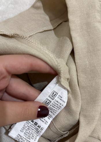 Bej Kemerli Kadın Keten Pantolon - Görsel 4