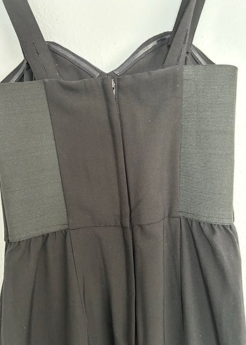 s Beden H&M Siyah Mini V Yaka Fiyonklu Tulum